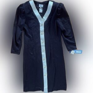 LESLIE FAY Black Dress with White Trim